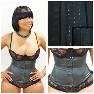 3hook black corset cotton & latex available in sizes small to 3xl